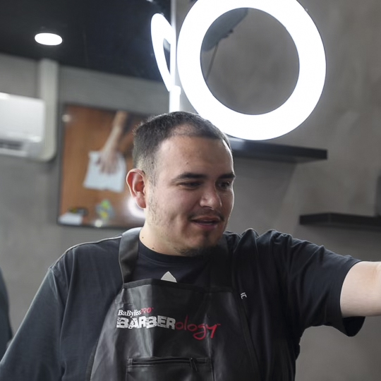 Mickey creating a creative hairstyle